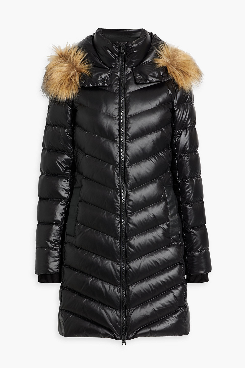 Rudsak Leather-trimmed Quilted Shell Hooded Down Coat In Black