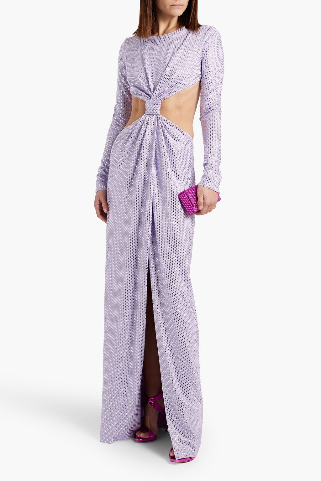 AREA Crystal-embellished twisted cutout jersey gown