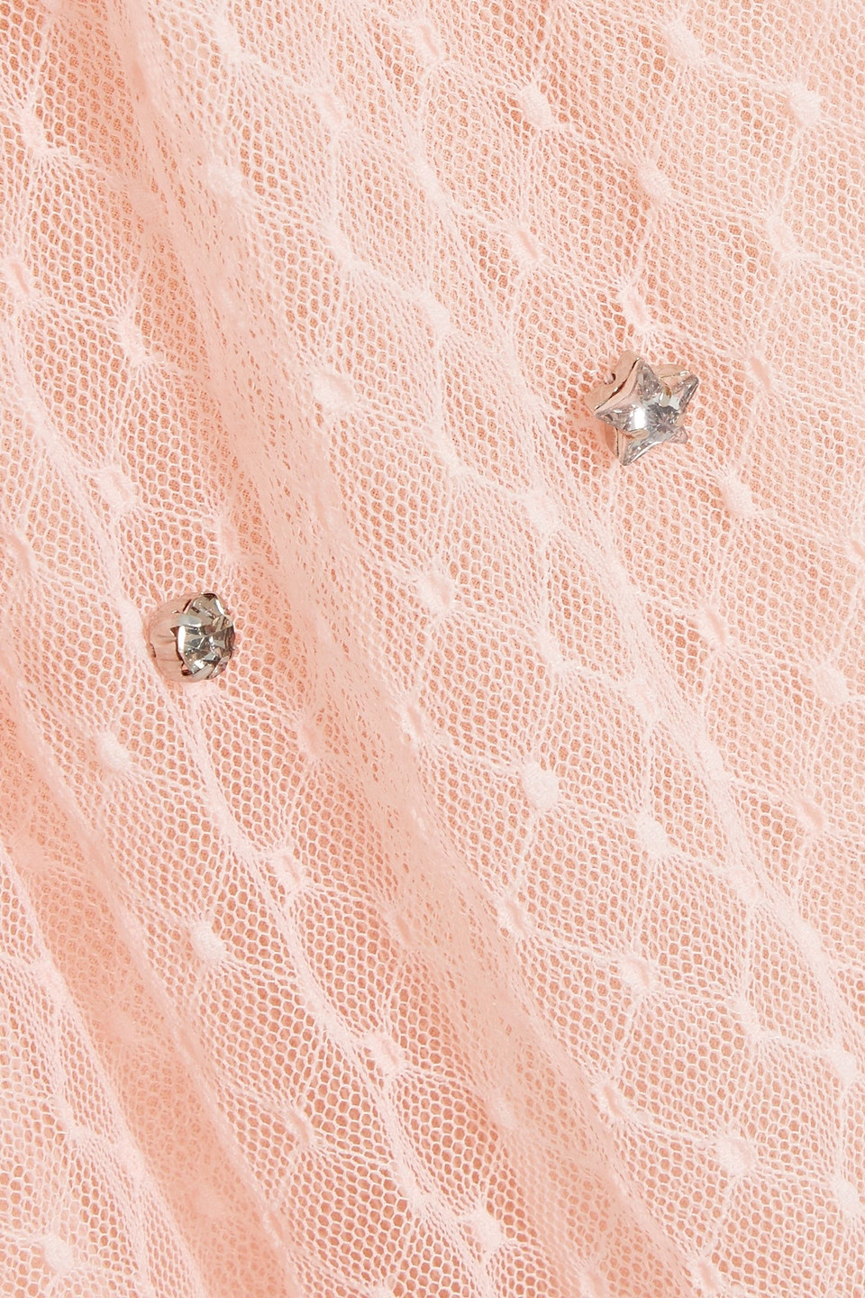 Red Valentino Crystal-embellished Point D'esprit Mini Dress In Pink
