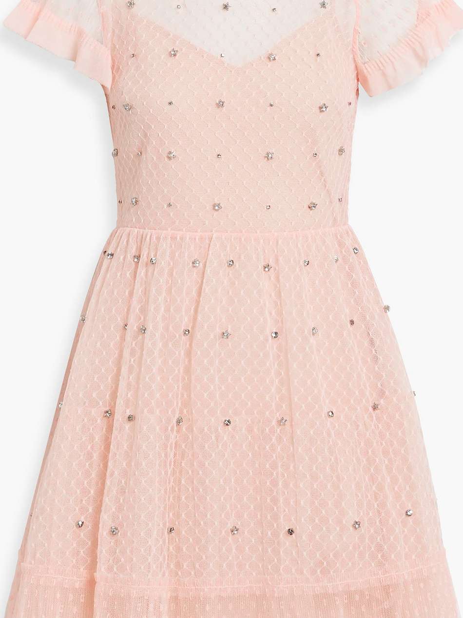 crystal-embellished point d'esprit mini dress