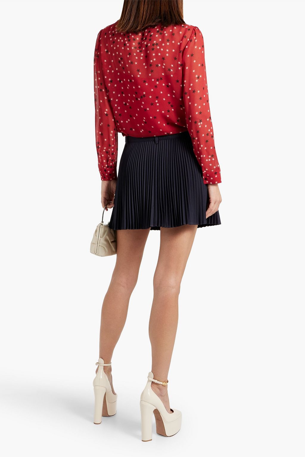 REDVALENTINO Tie-neck printed chiffon blouse