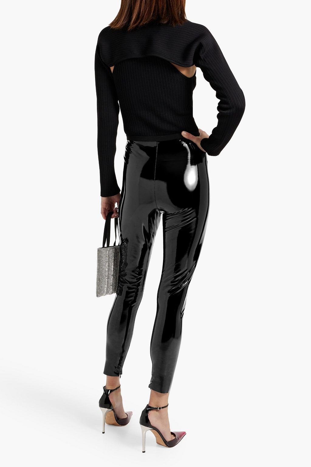 REDVALENTINO Cropped vinyl leggings