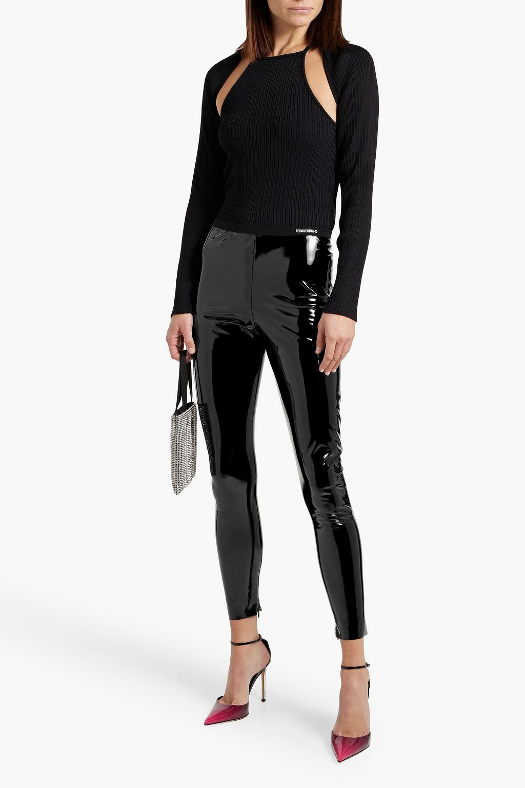 REDVALENTINO Cropped vinyl leggings