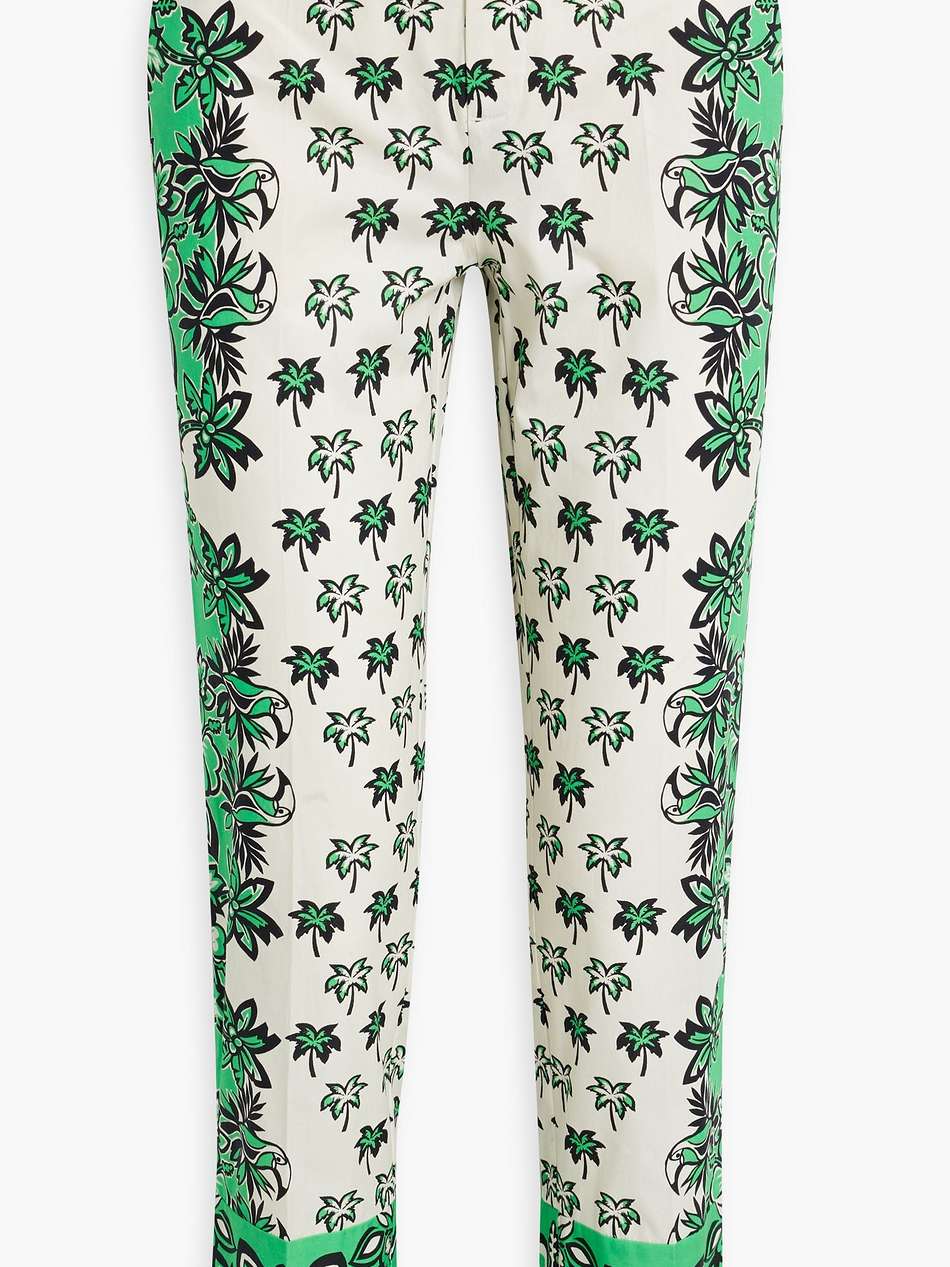 cropped printed cotton-broadcloth slim-leg pants