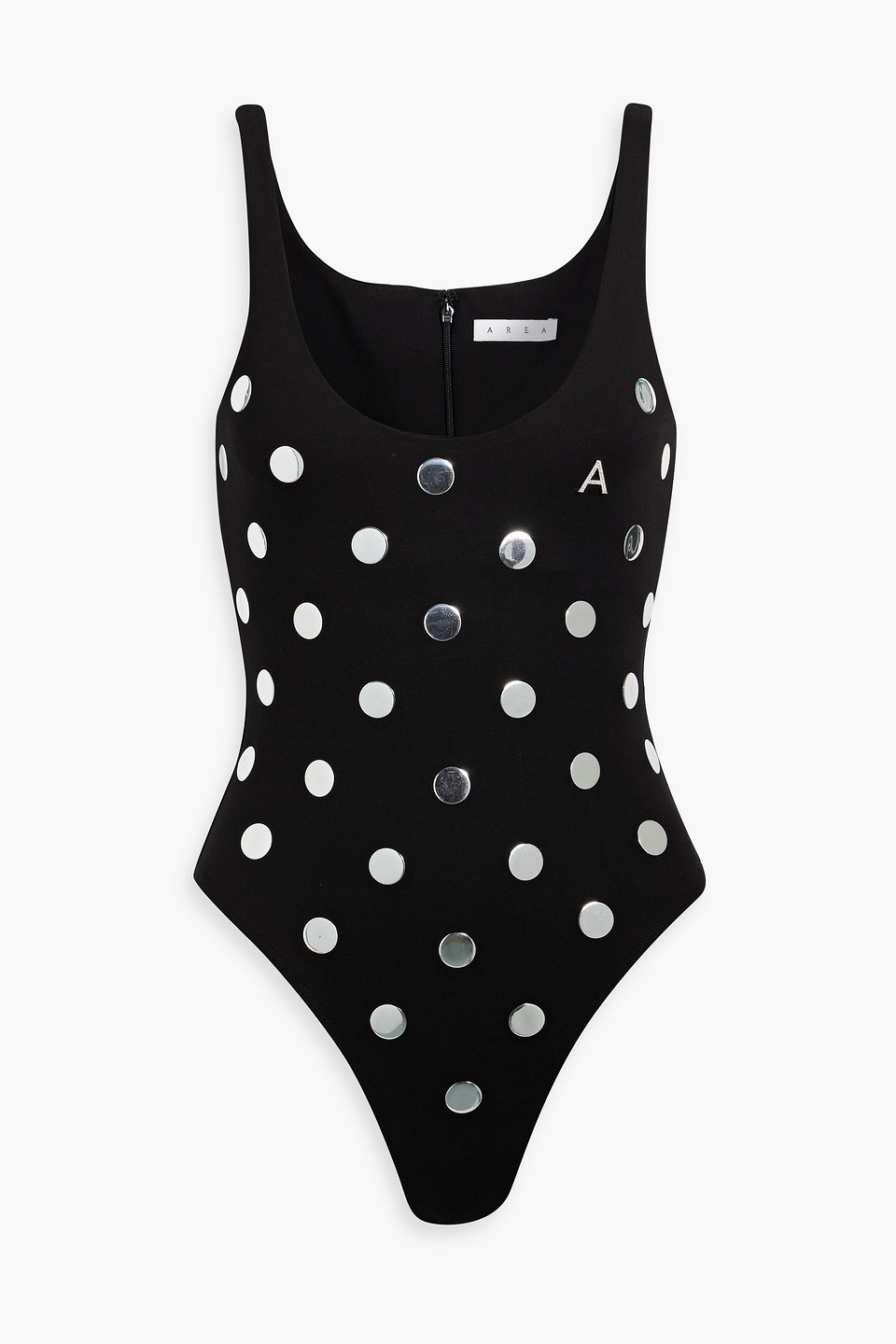 Area Polka Dot-appliqué Bodysuit In Black