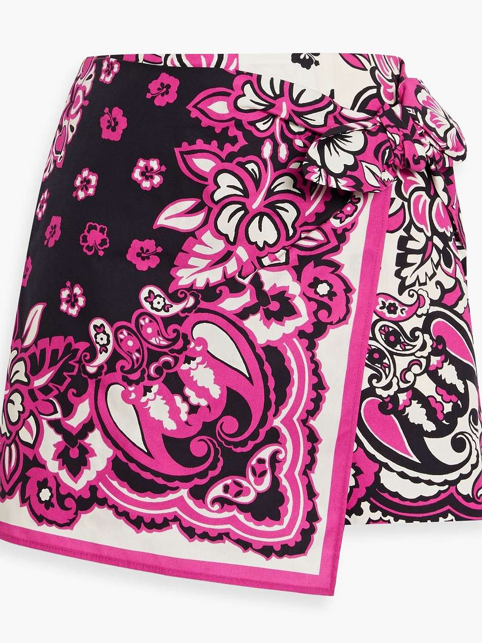skirt-effect floral-print cotton-broadcloth shorts