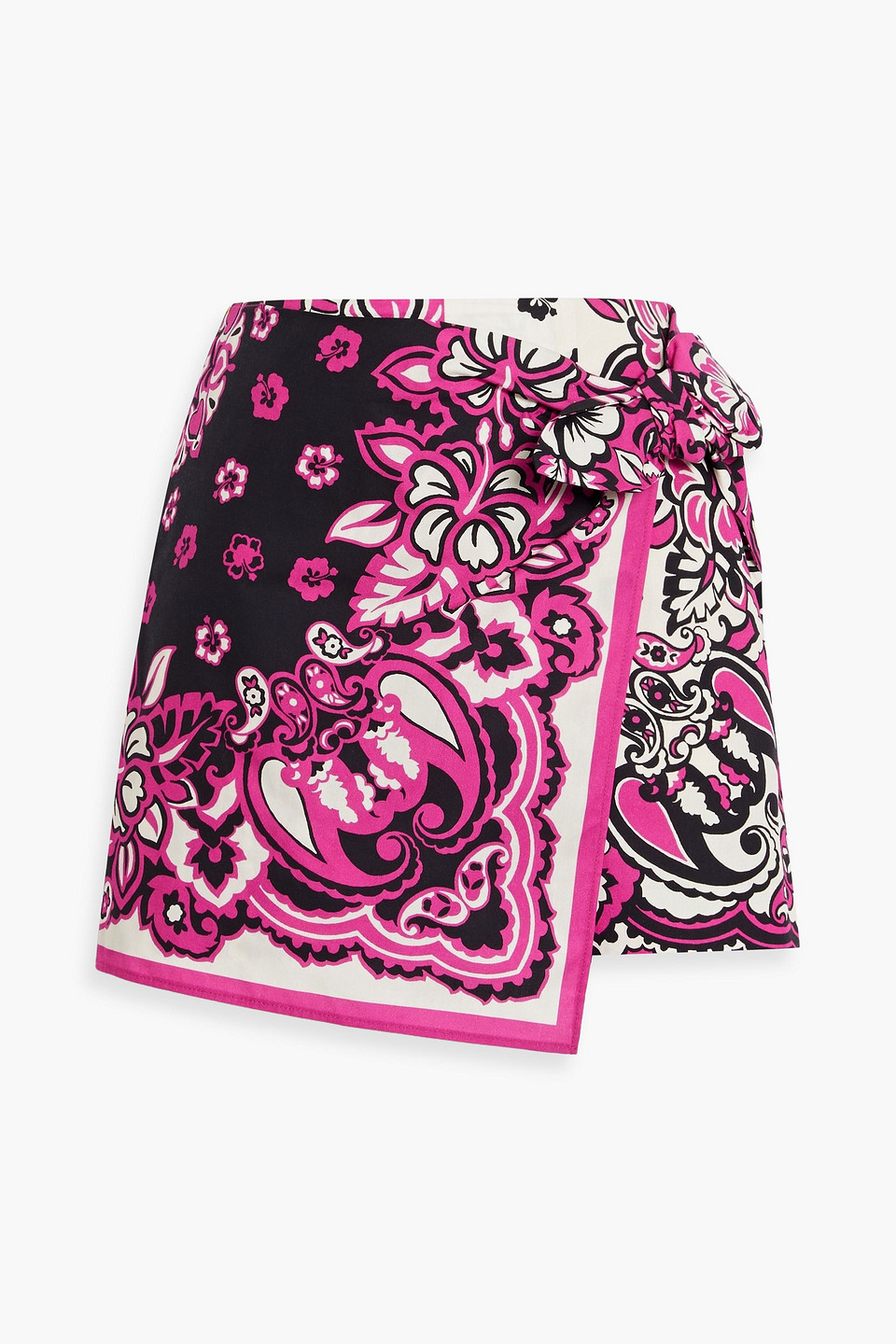 Red Valentino Skirt-effect Floral-print Cotton-broadcloth Shorts In Pink
