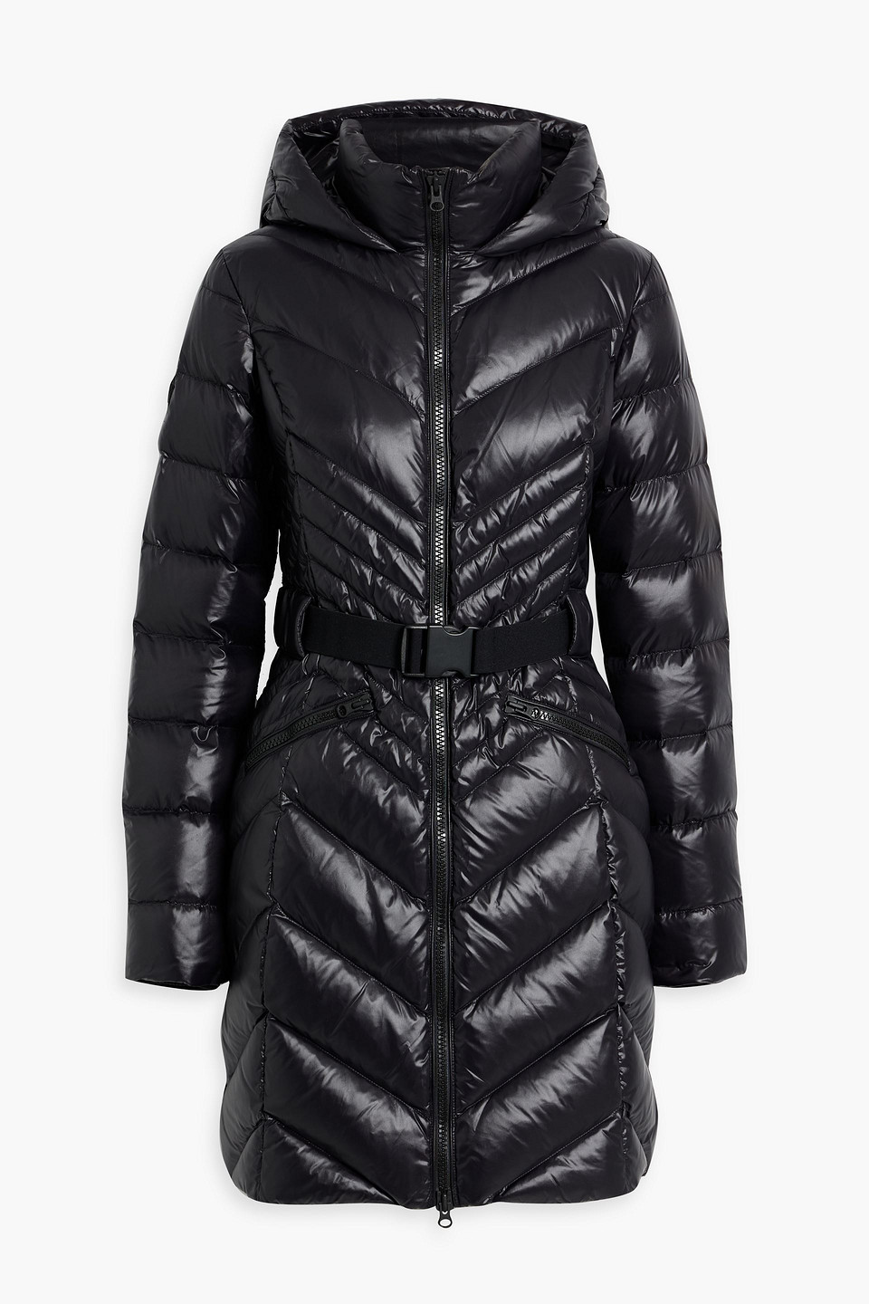 Rudsak Quilted Shell Hooded Down Coat In Black