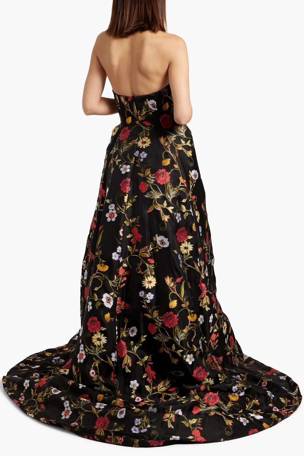 OSCAR DE LA RENTA Strapless silk-blend jacquard gown