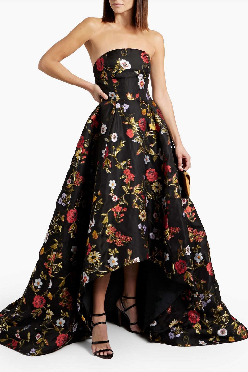 OSCAR DE LA RENTA Strapless silk-blend jacquard gown