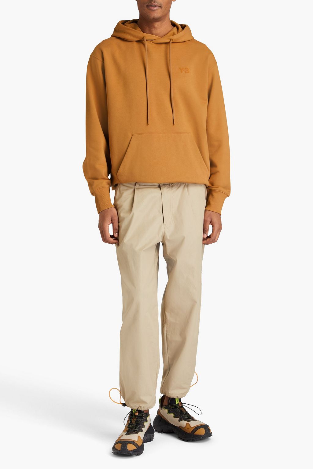 Y-3 Logo-print French cotton-blend terry drawstring hoodie