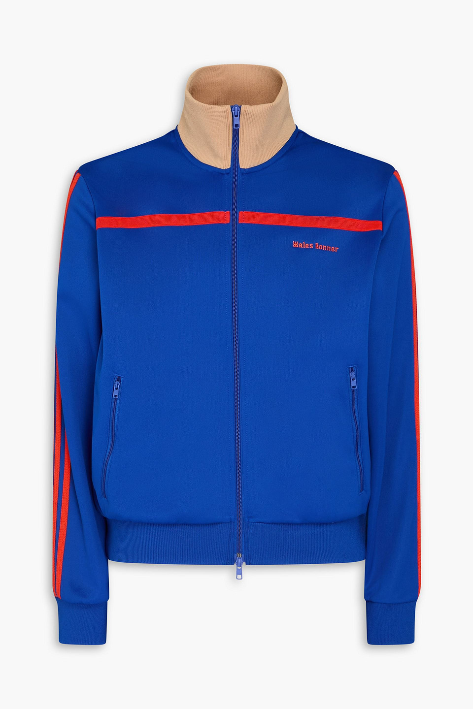 adidas Originals - Embroidered color-block jersey zip-up track jacket - Blue - M