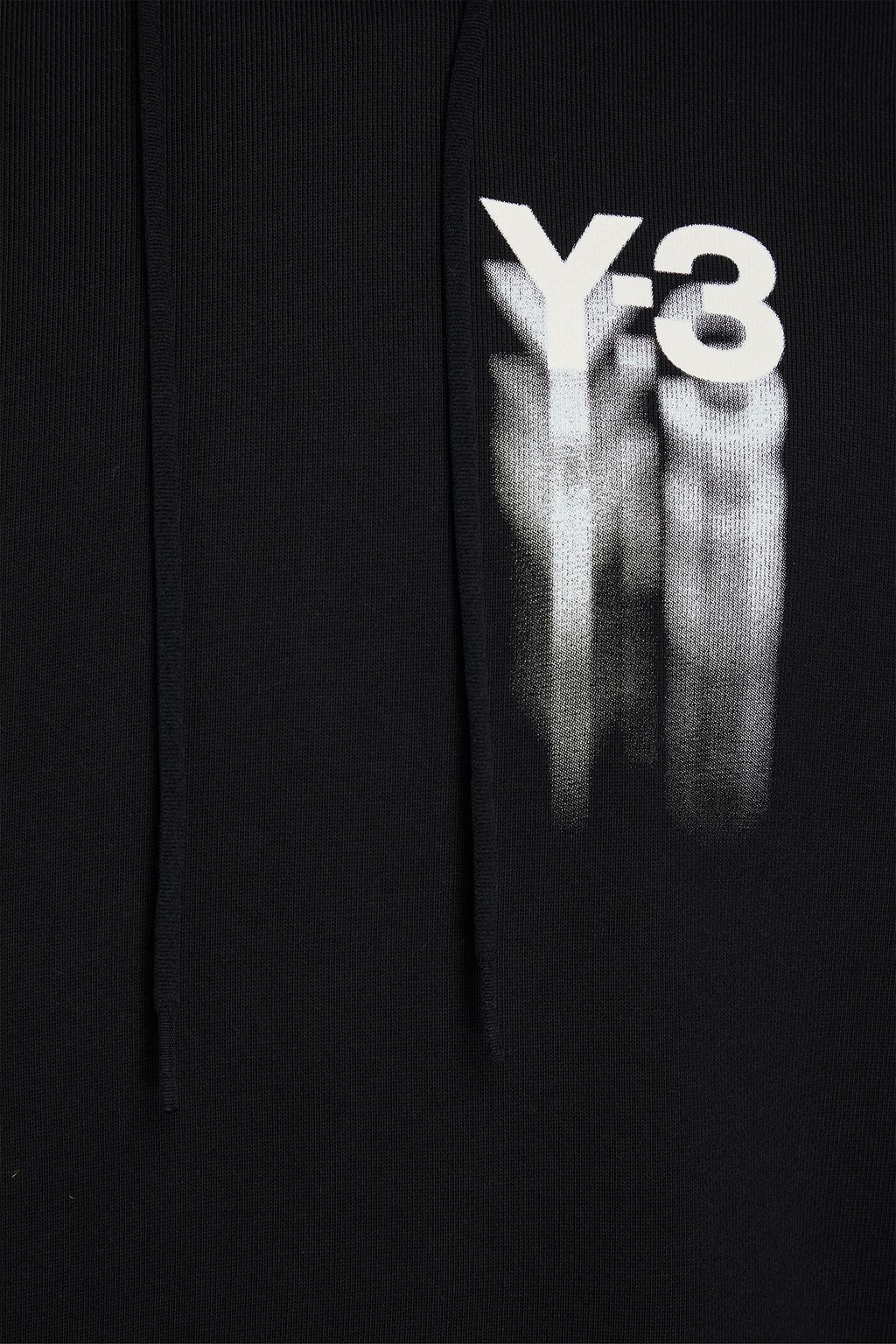 Y-3 كنزة هودي من قطن تيري الفرنسي المطاطي مزينة بطبعة شعار العلامة