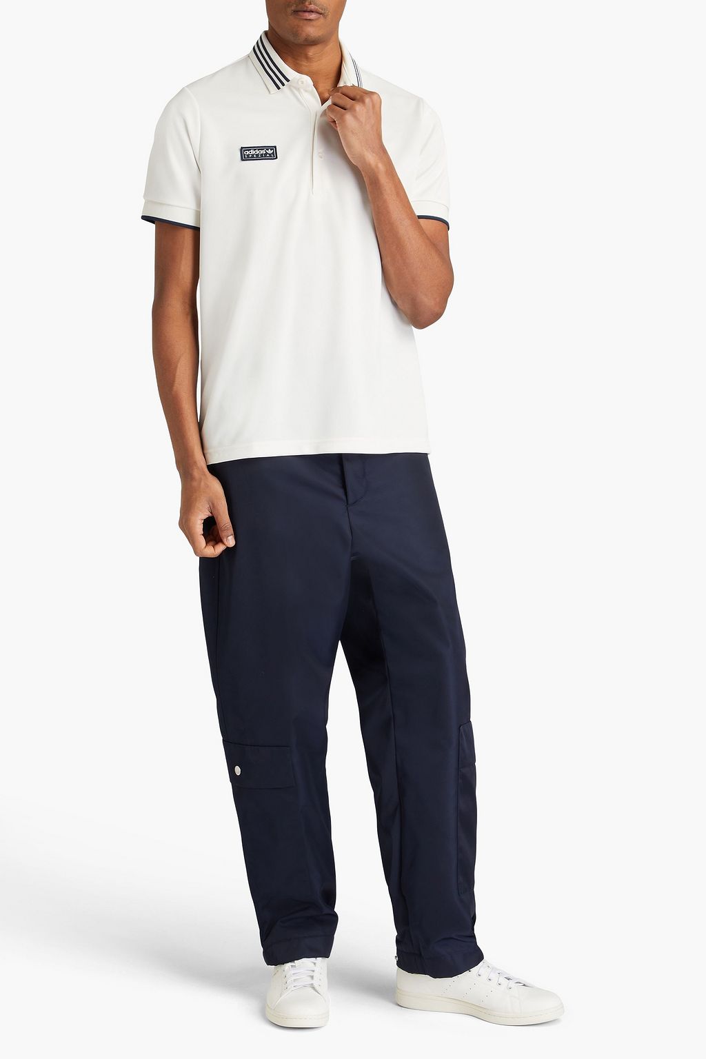 ADIDAS ORIGINALS Appliquéd jersey polo shirt
