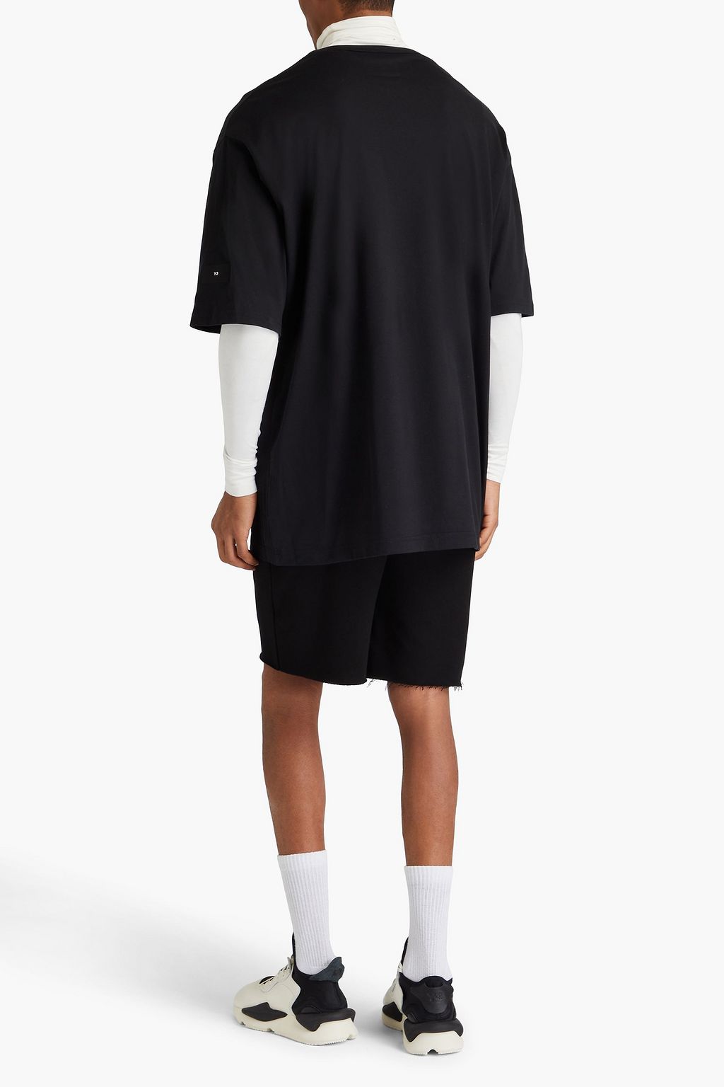 Y-3 로고 프린트 코튼 저지 티셔츠