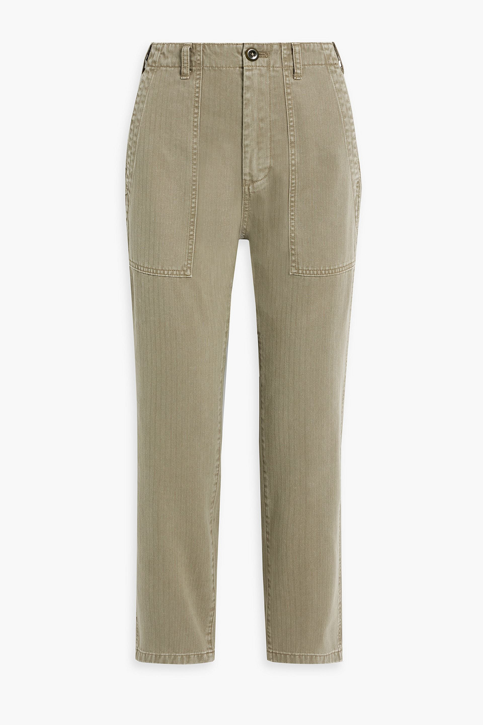 Alex Mill Neil Herringbone Cotton Straight-leg Pants In Army Green