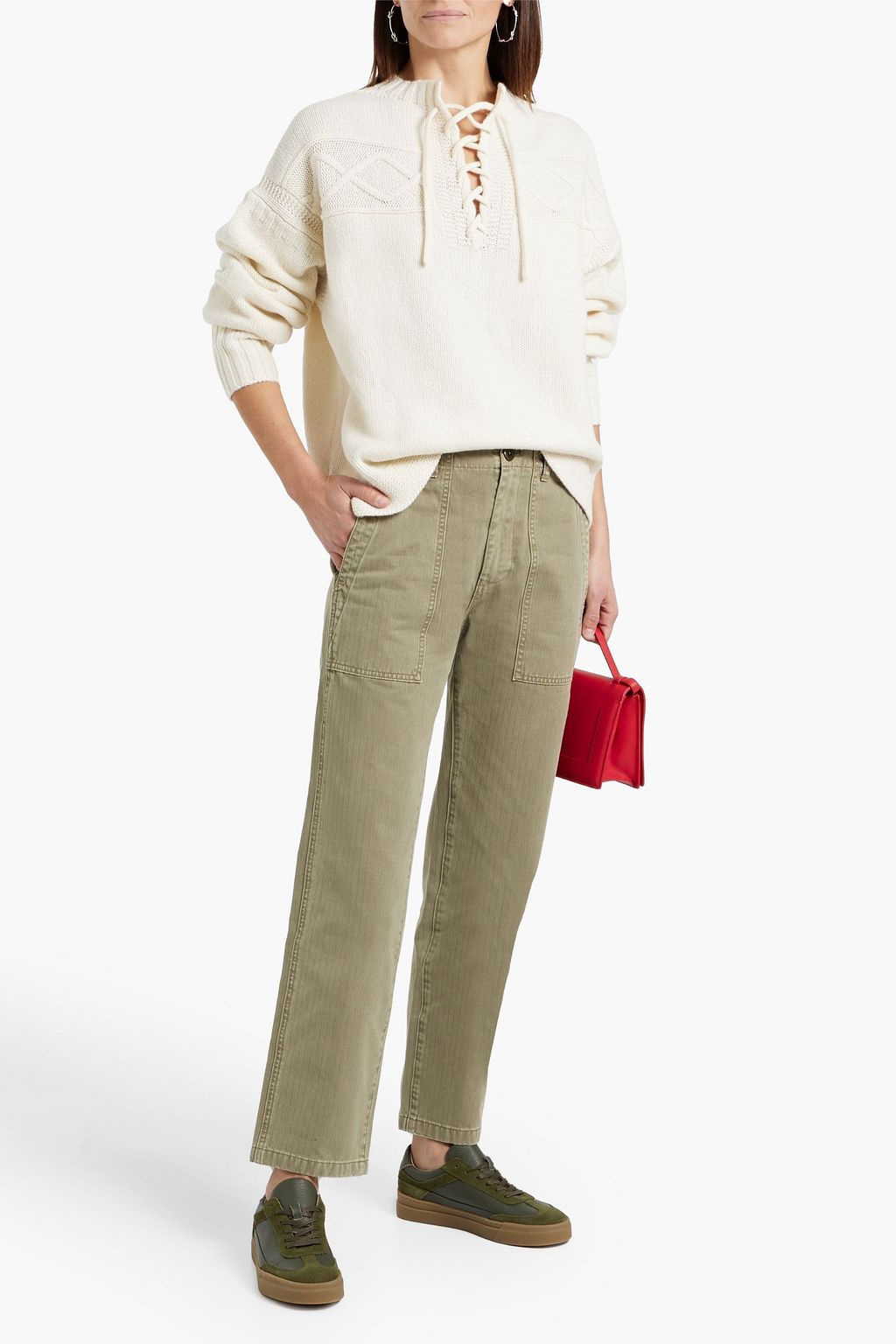 ALEX MILL Neil herringbone cotton straight-leg pants