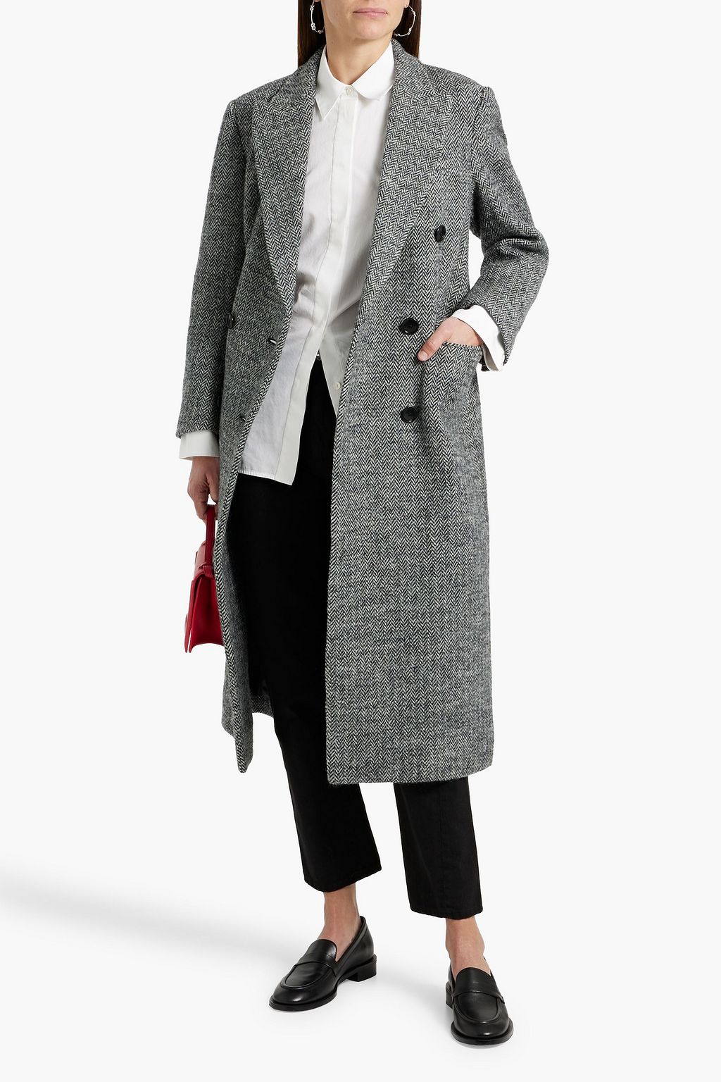 ALEX MILL Constance double-breasted herringbone wool-tweed coat