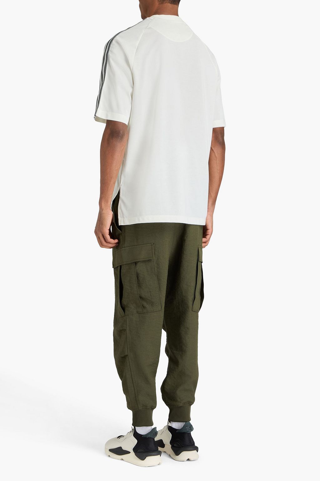 Y-3 Striped cotton-blend jersey T-shirt
