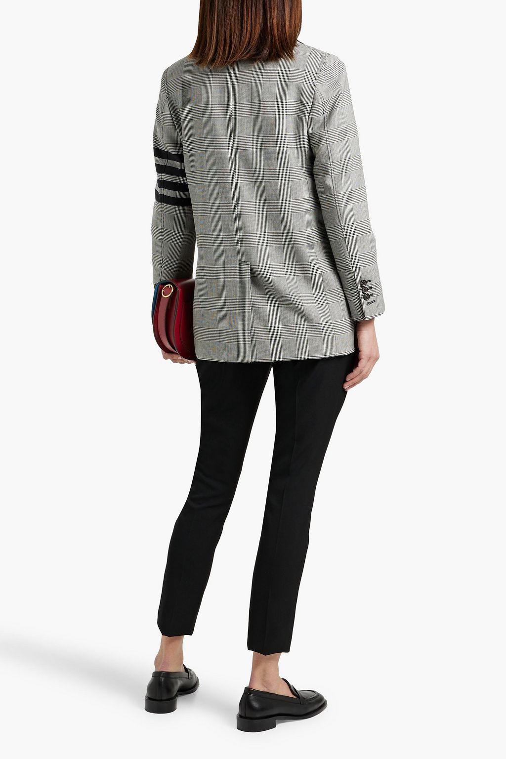 THOM BROWNE Double-breasted Prince of Wales checked wool-tweed blazer