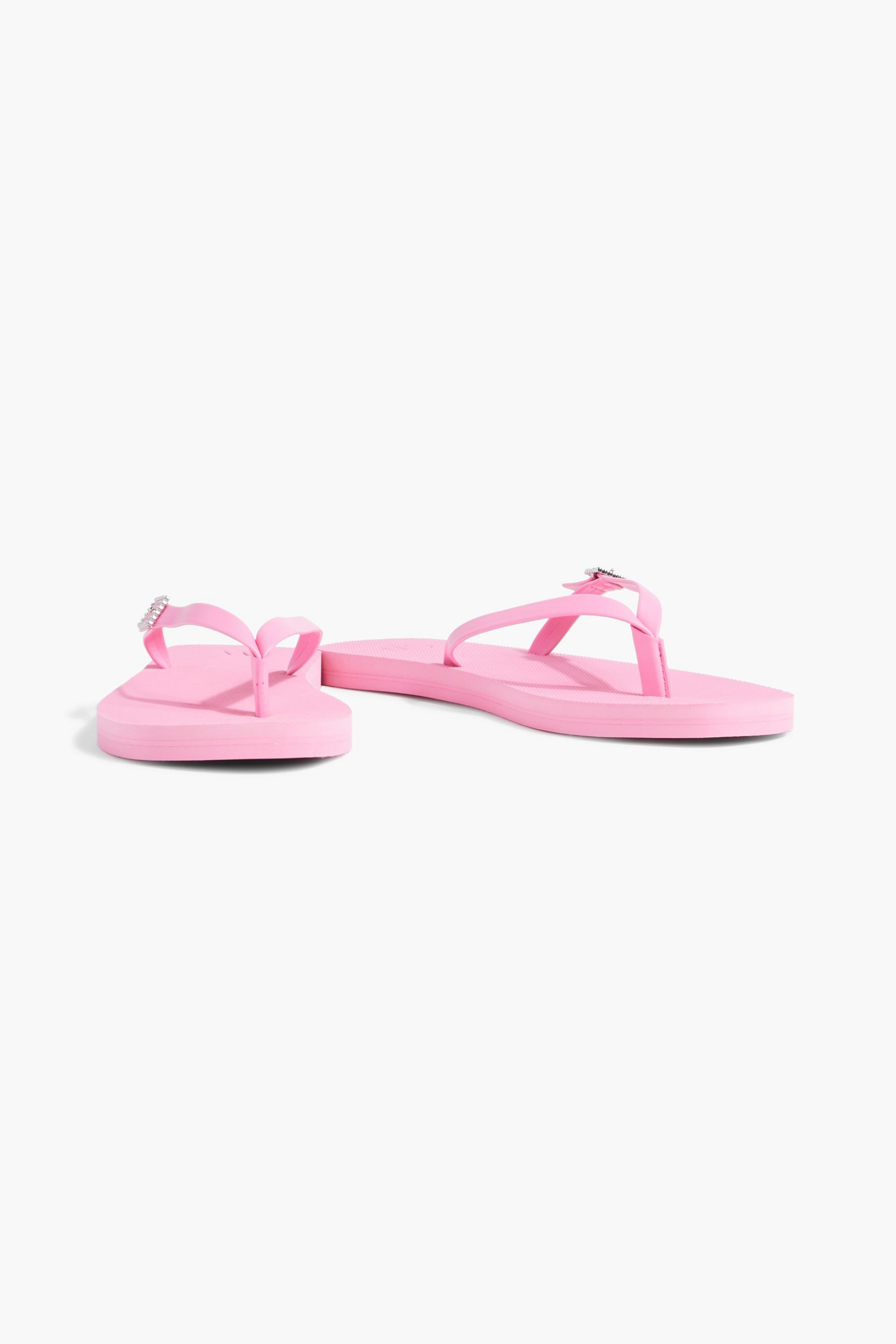 Stuart Weitzman Embellished faux leather flip flops thumbnail