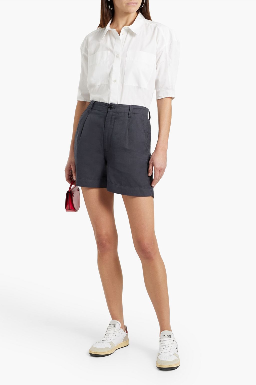 ALEX MILL Madeline linen, Lyocell and cotton-blend twill shorts