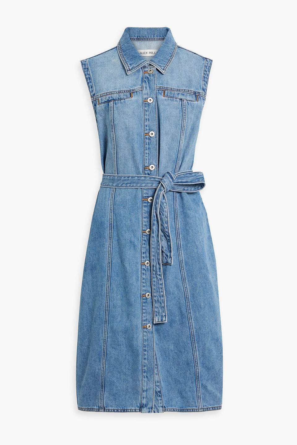 Alex Mill Adeline Belted Denim Dress In Light Denim