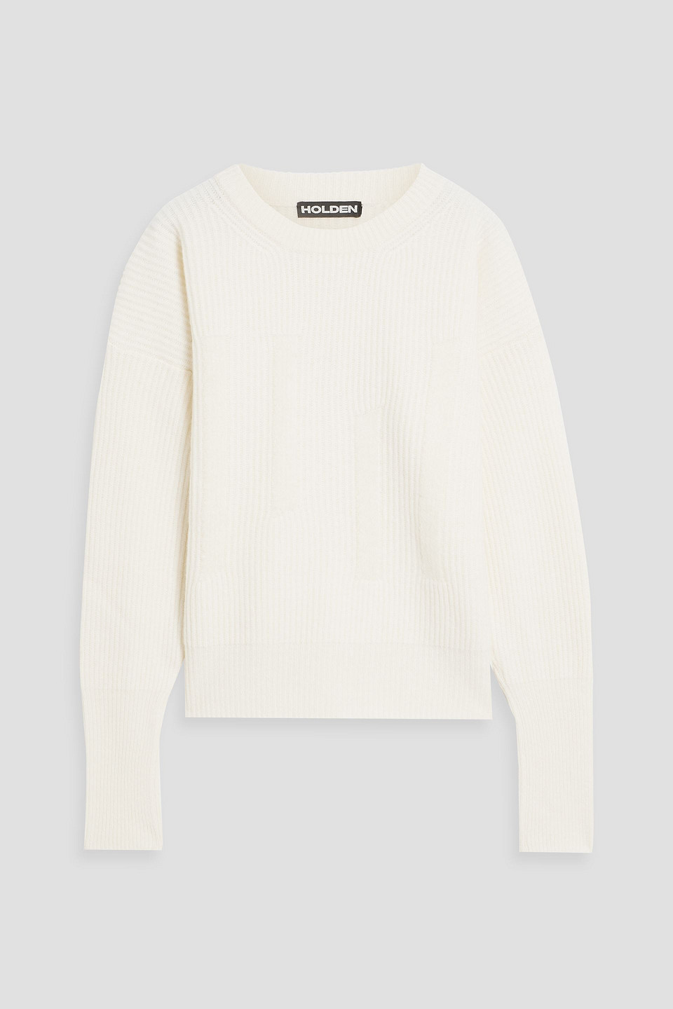 Ribbed jacquard-knit merino wool sweater
