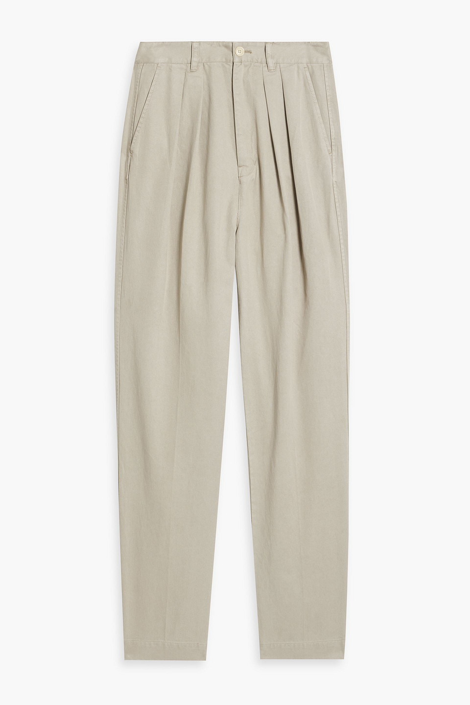 Alex Mill Pleated Cotton And Lyocell-blend Tapered Pants In Neutral