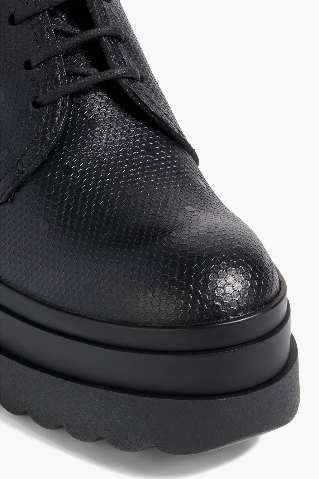 RED(V) Embossed leather combat boots