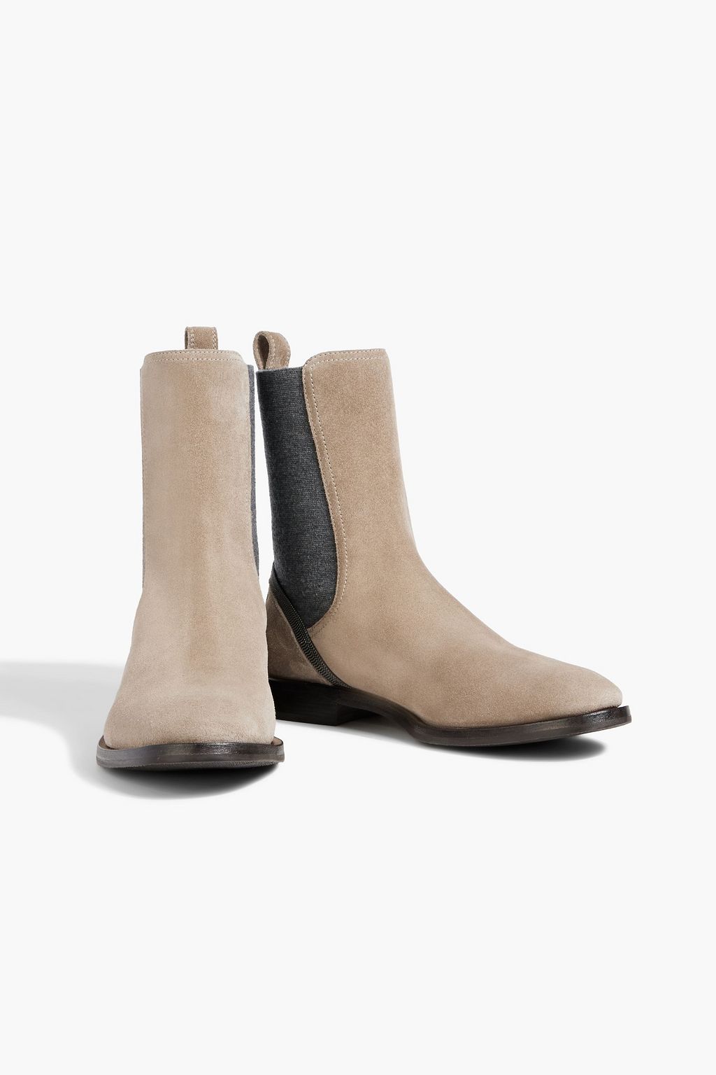 BRUNELLO CUCINELLI Bead-embellished suede Chelsea boots