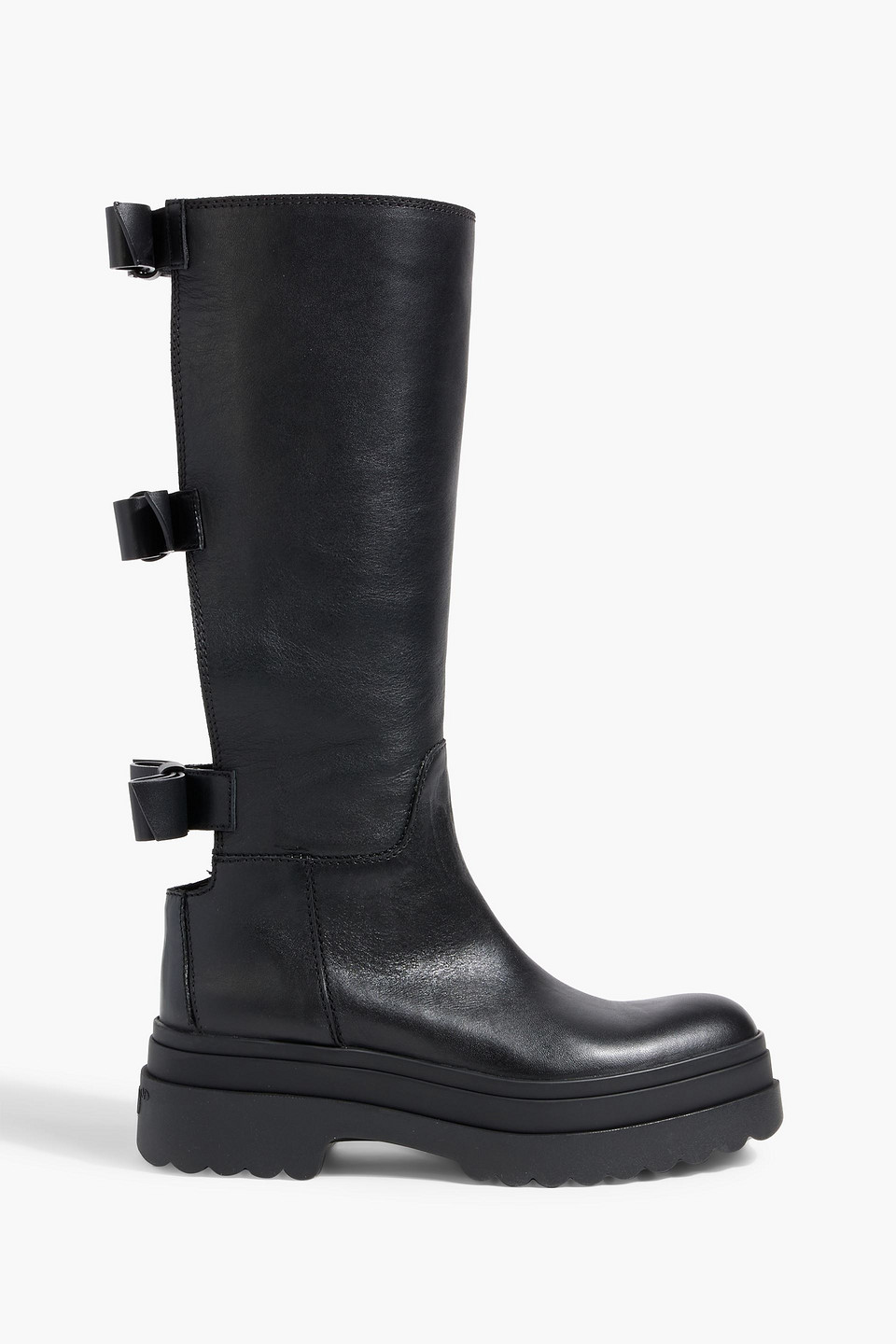Redv Bow-detailed Leather Platform Boots In Black