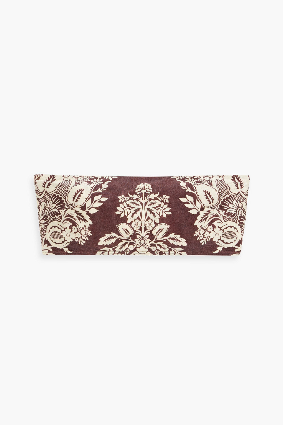 Zimmermann Floral-print Bandeau Bikini Top In Chocolate