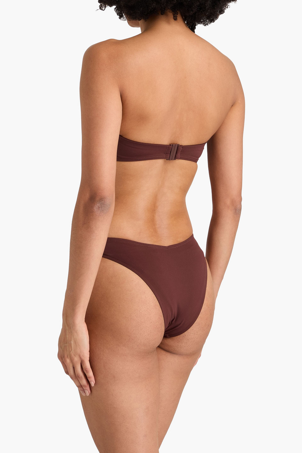 Zimmermann Ruched Bandeau Bikini Top In Chocolate