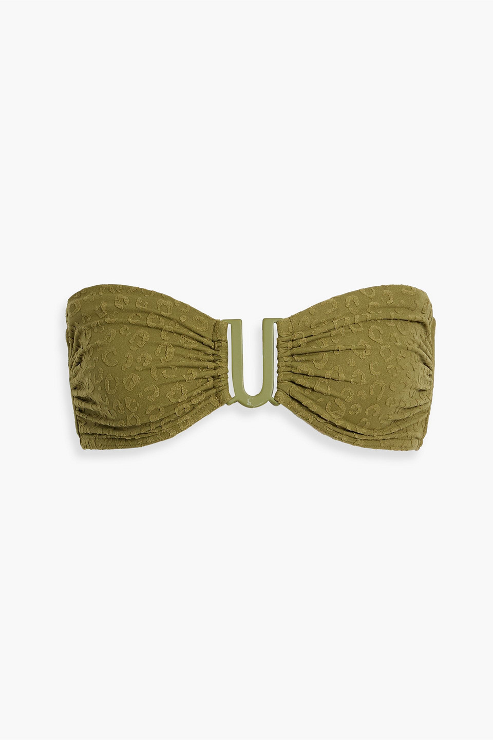 Zimmermann Stretch-jacquard Bandeau Bikini Top In Army Green