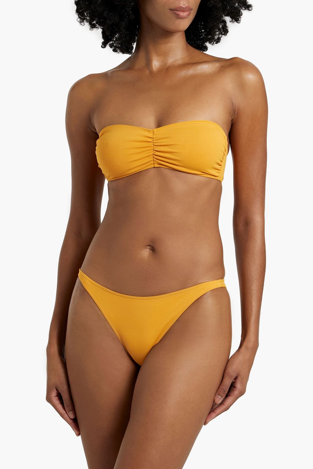 FRAME Hutton ruched bandeau bikini top