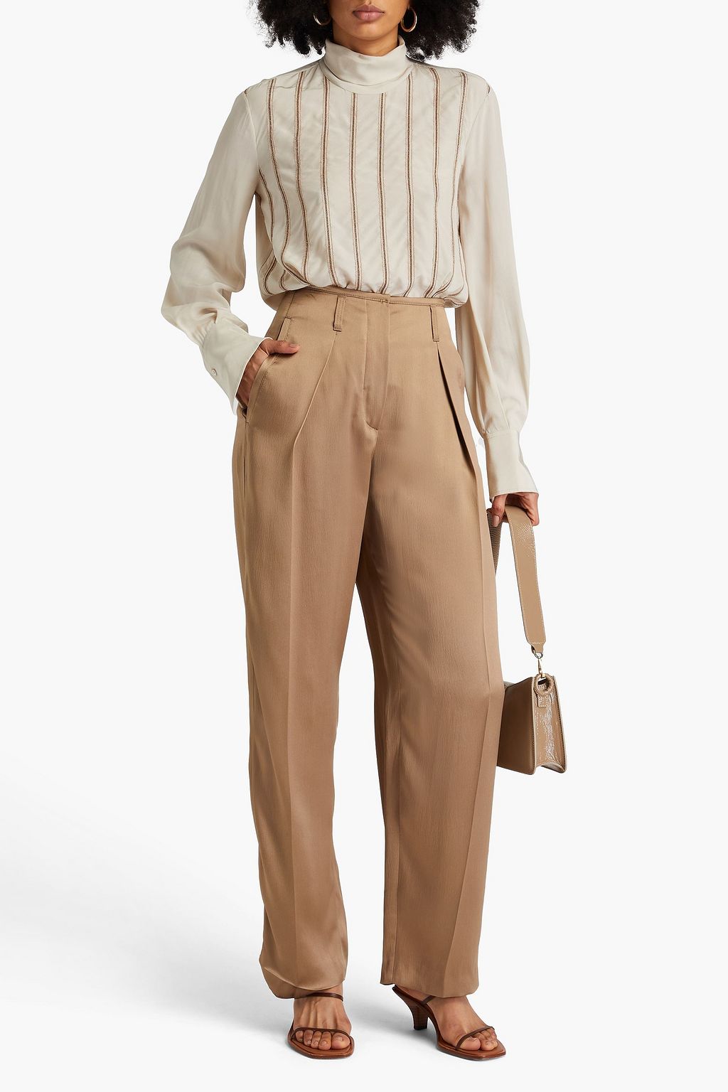BRUNELLO CUCINELLI Silk-satin straight-leg pants