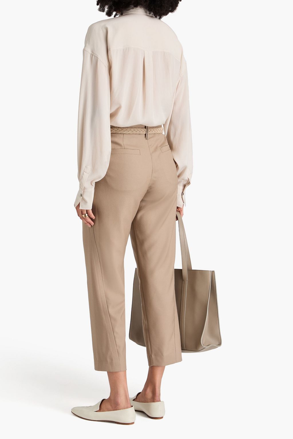 BRUNELLO CUCINELLI Cropped pleated wool tapered pants