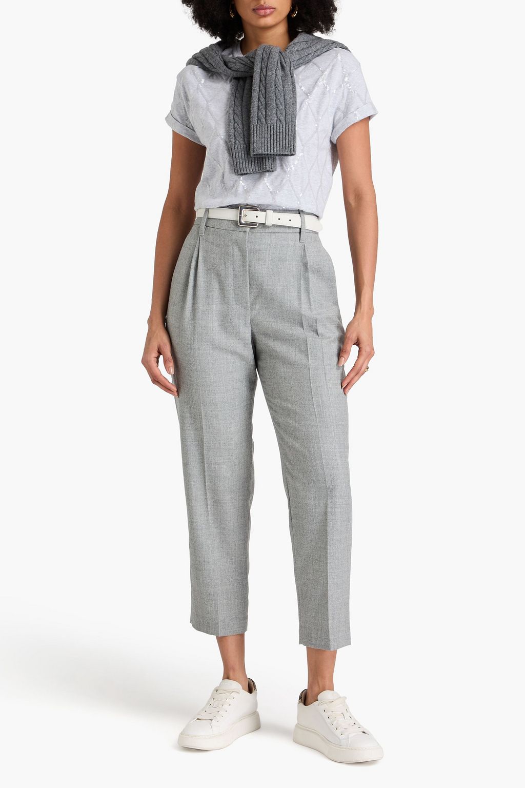 BRUNELLO CUCINELLI Metallic wool-blend tapered pants