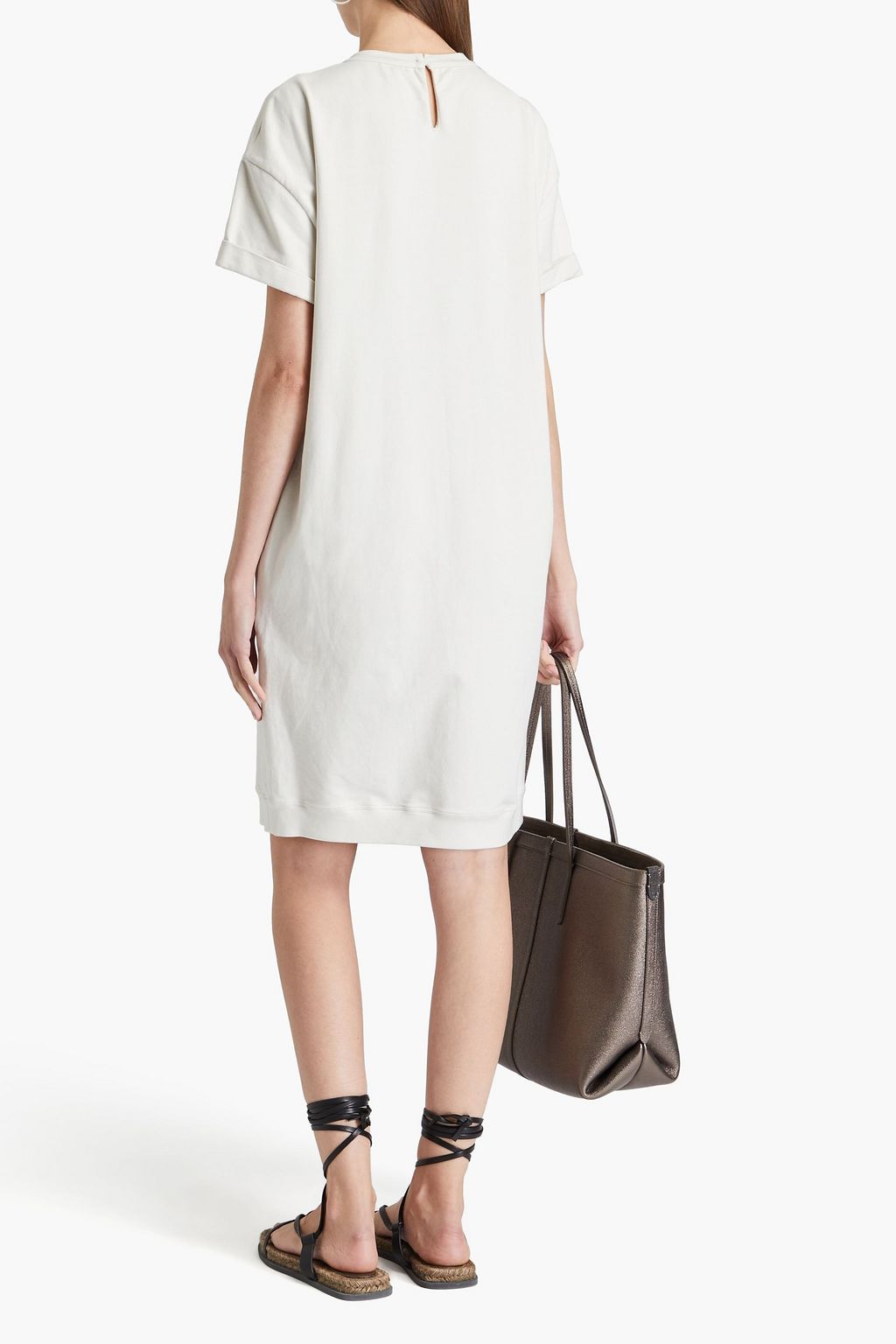 BRUNELLO CUCINELLI Kleid aus Jersey aus einer Baumwollmischung mit Zierperlen
