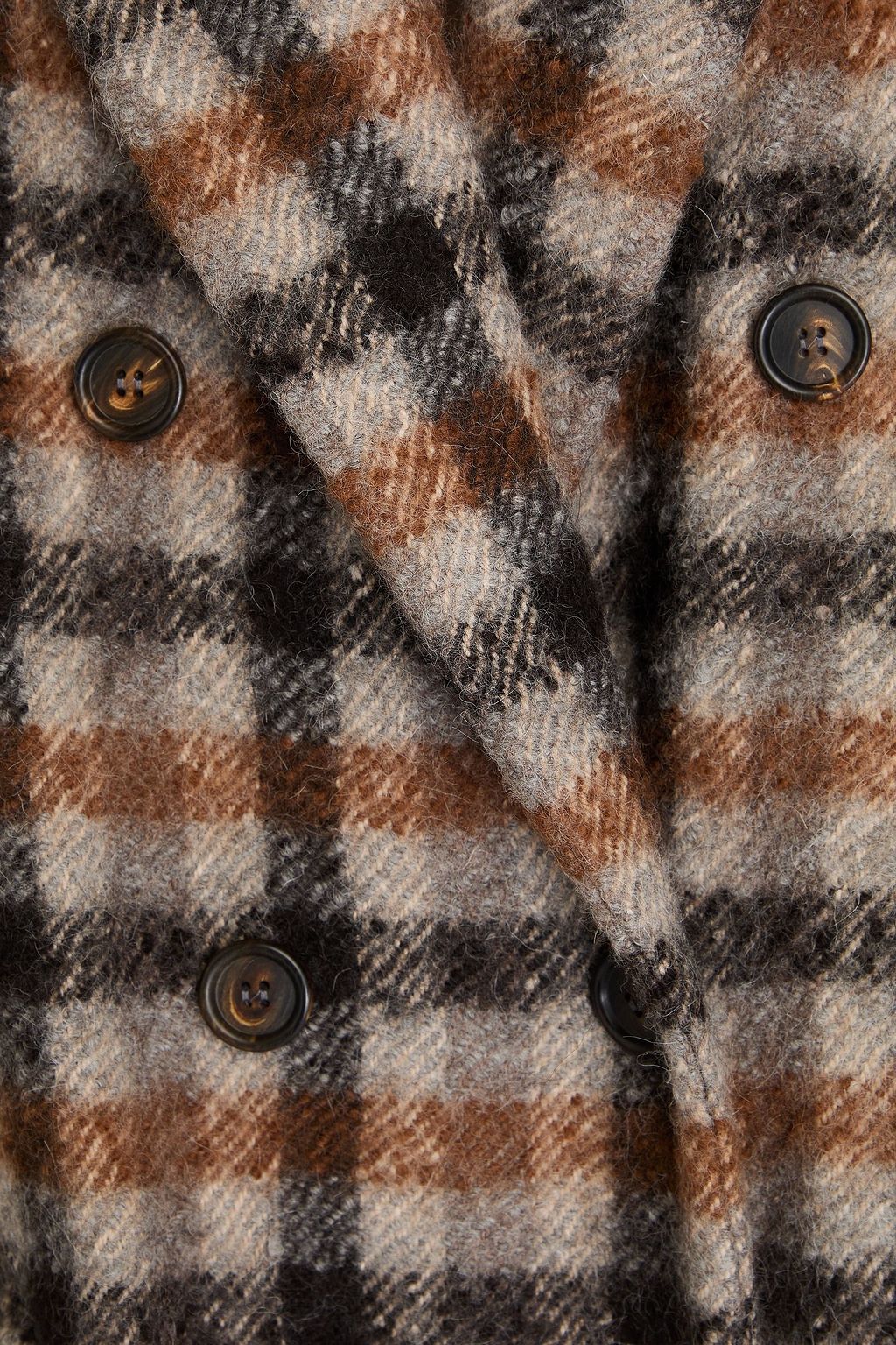 BRUNELLO CUCINELLI 비즈 장식 체크 알파카 코트