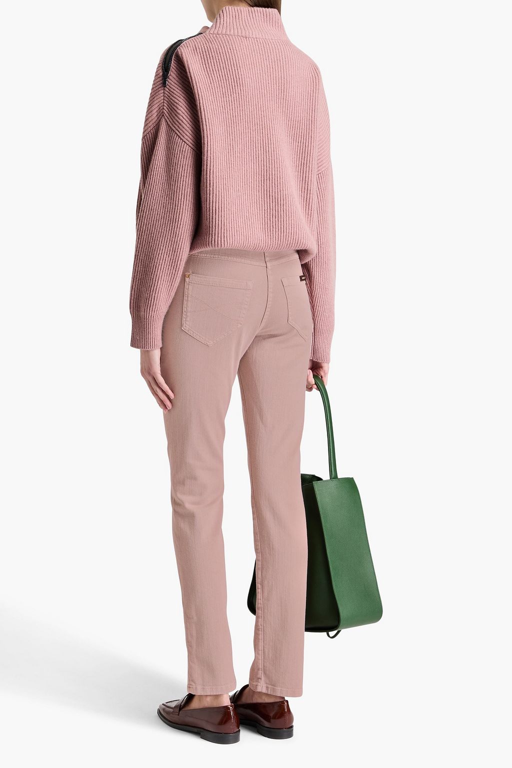 BRUNELLO CUCINELLI 비즈 장식 미드라이즈 슬림 레그 진