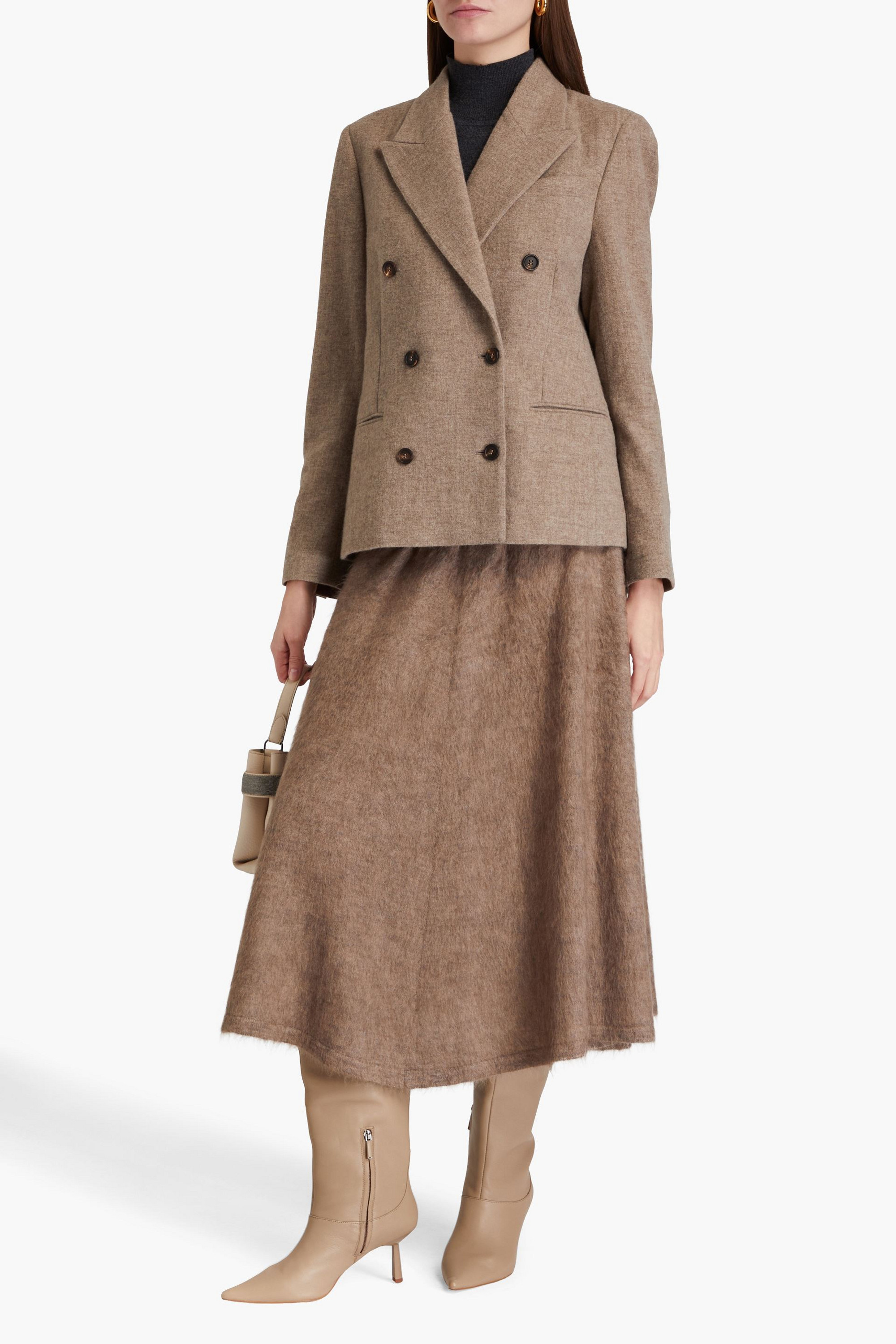 Brunello Cucinelli Double-breasted wool-flannel blazer