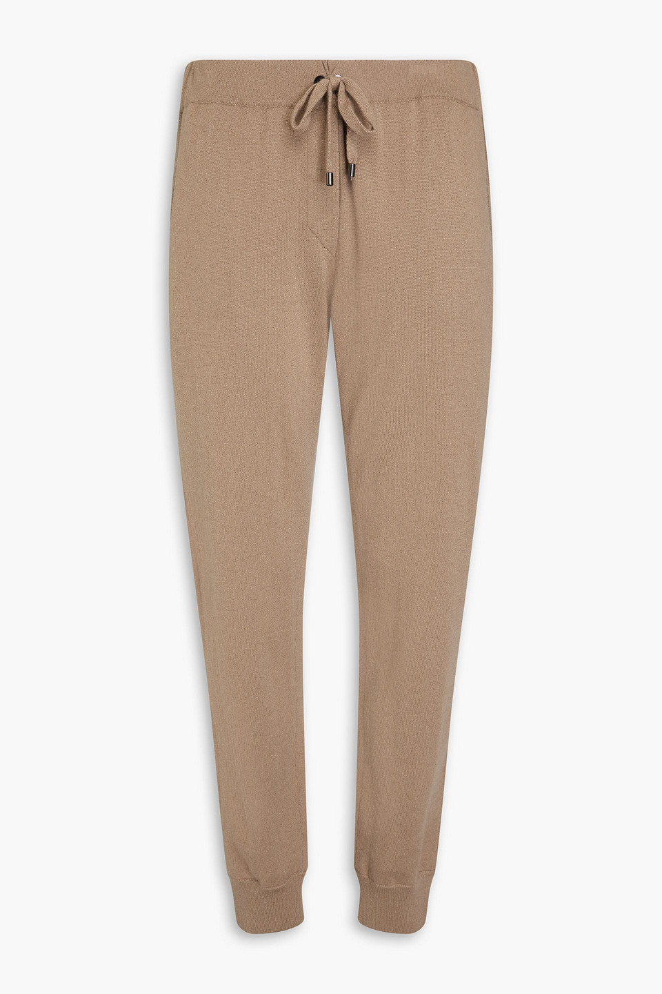 Brunello Cucinelli Bead-embellished Cashmere Track Trousers In Brown