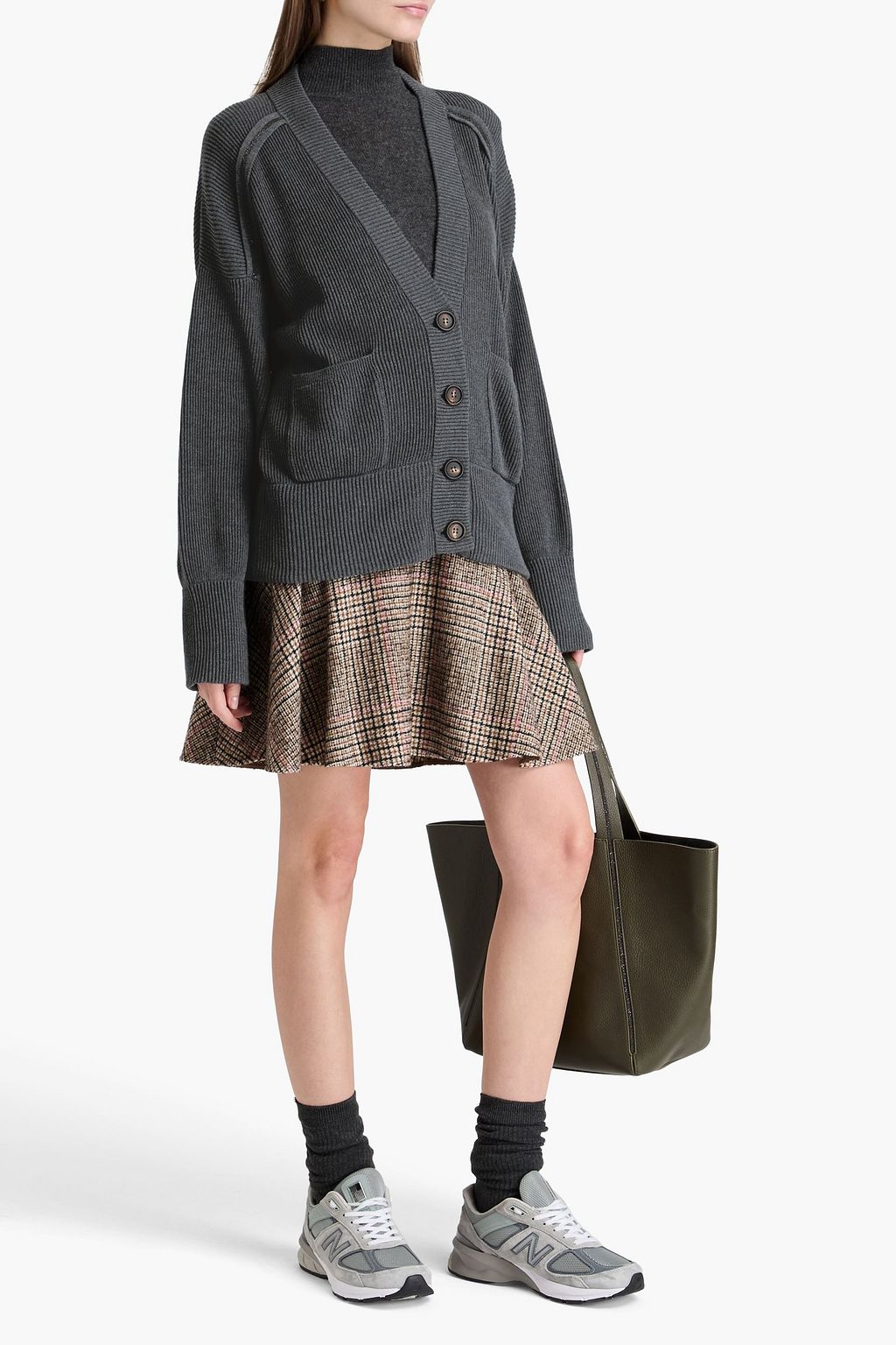 BRUNELLO CUCINELLI 비즈 장식 리브 코튼 카디건
