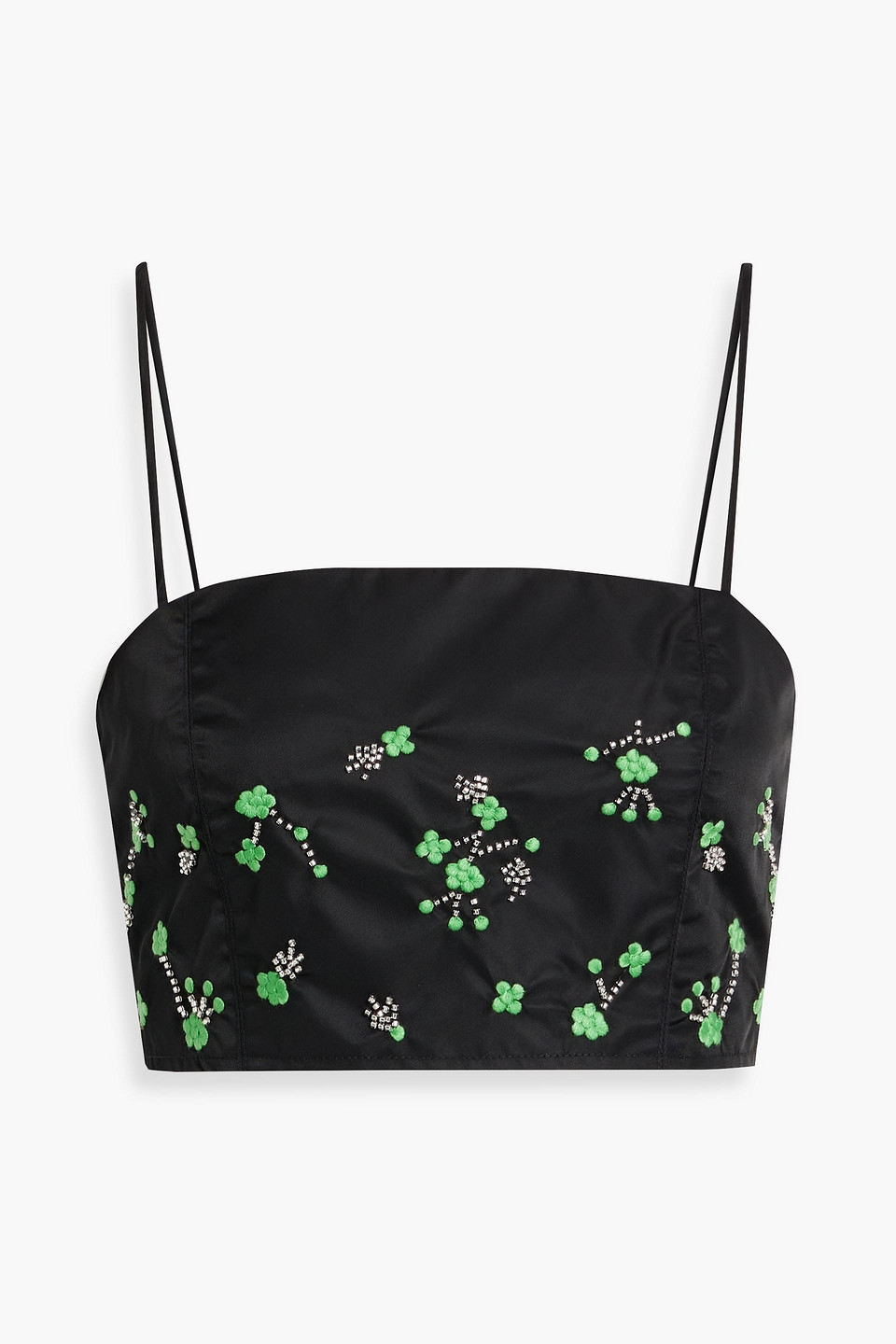 Ganni Embellished Crop Camisole In Black