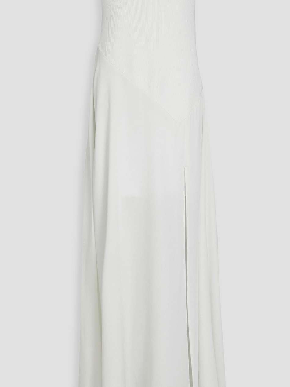 kory strapless knit-paneled satin-crepe maxi dress