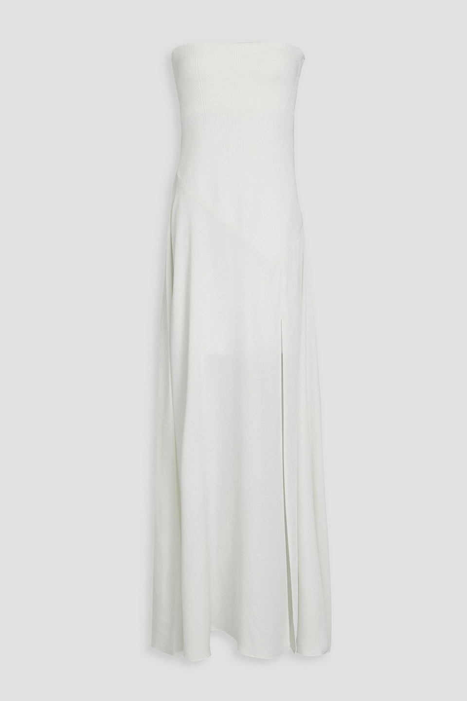 Simkhai Kory Strapless Knit-paneled Satin-crepe Maxi Dress In Ivory