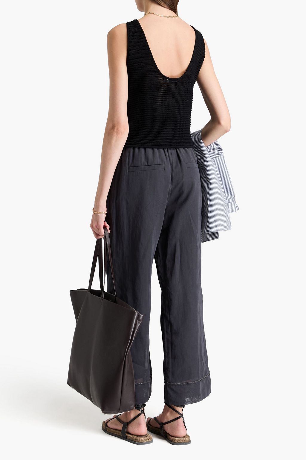 BRUNELLO CUCINELLI Bead-embellished cotton track pants