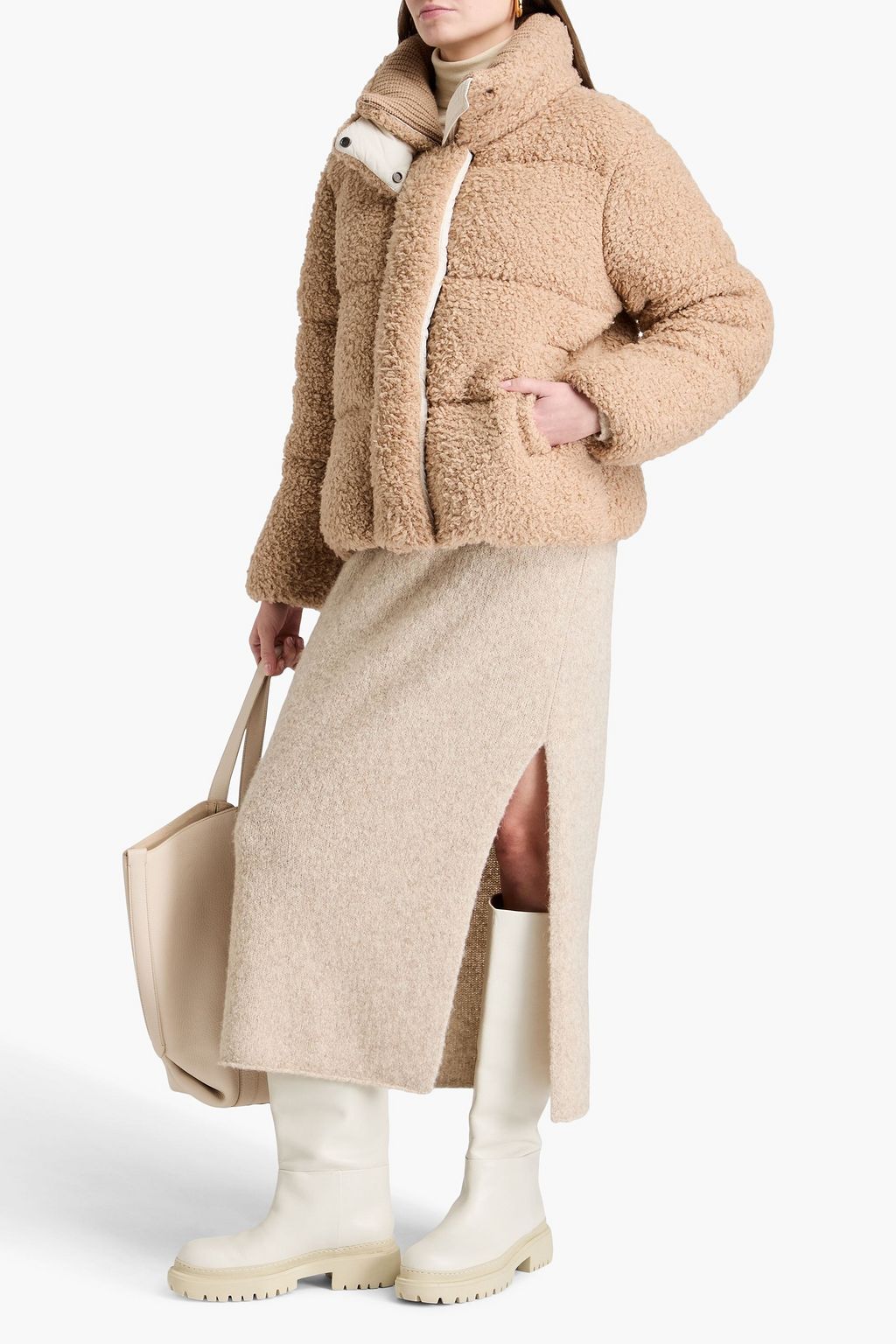 BRUNELLO CUCINELLI جاكيت من مزيج الكشمير زصوف ناعم صناعي بتصميم مبطّن